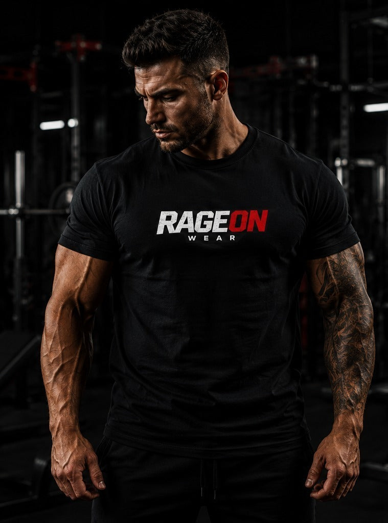 Rage On Bear Tee — Muscular Roaring Bear Graphic Oversized Boxy T‑Shirt